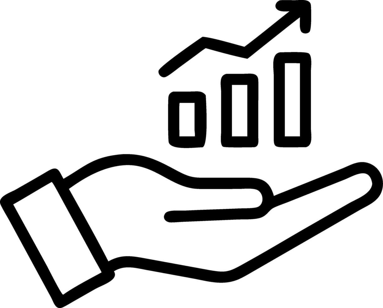 Hand presenting holographic business growth optimization symbol representing expansion optimization in empty space background Set 4 vector