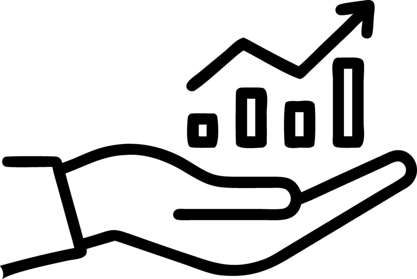 Hand presenting holographic business growth optimization symbol representing expansion optimization in empty space background Set 8 vector