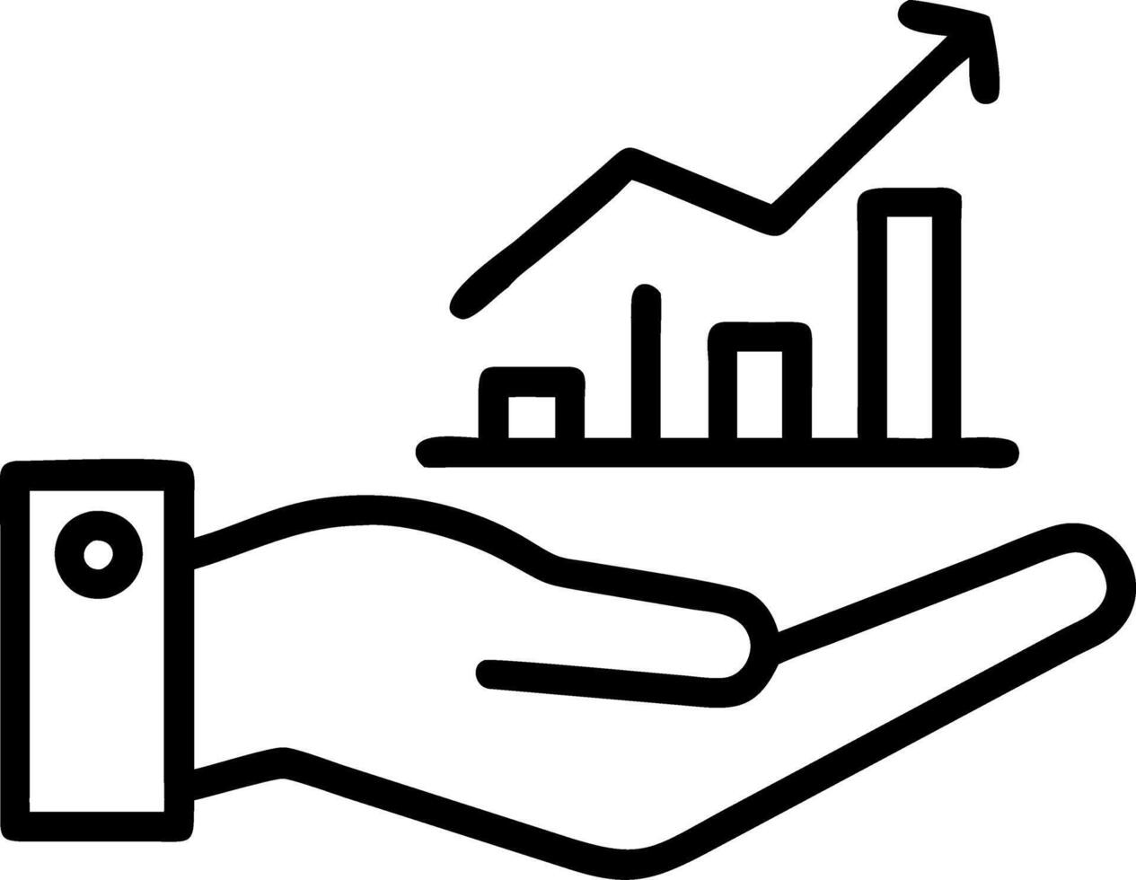 Hand presenting holographic business growth optimization symbol representing expansion optimization in empty space background Set 6 vector