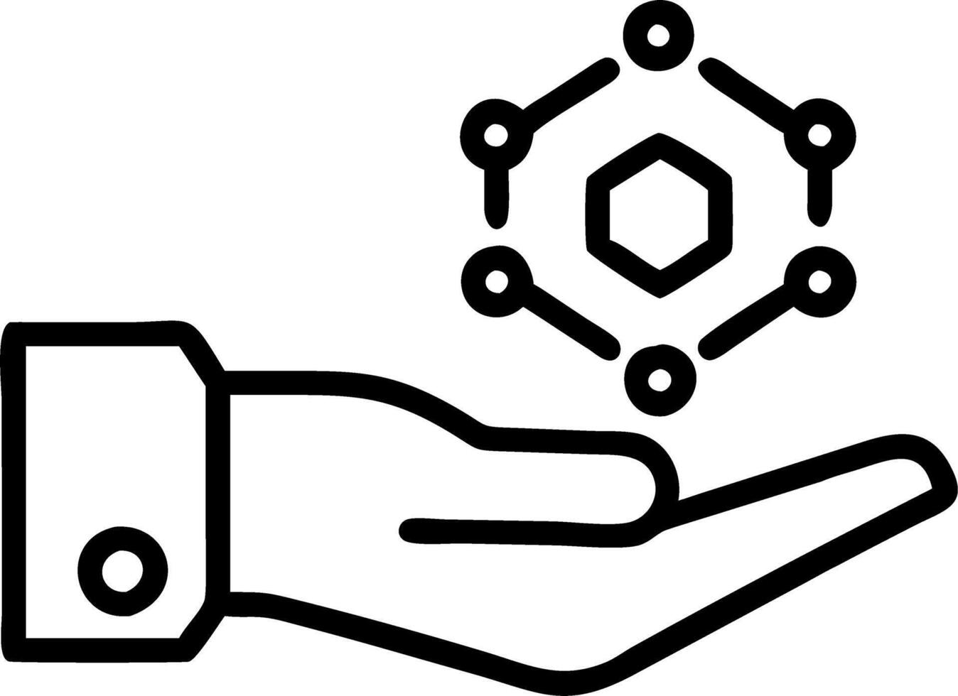 Hand presenting holographic AI ethics icons showcasing responsible technology in empty space vector