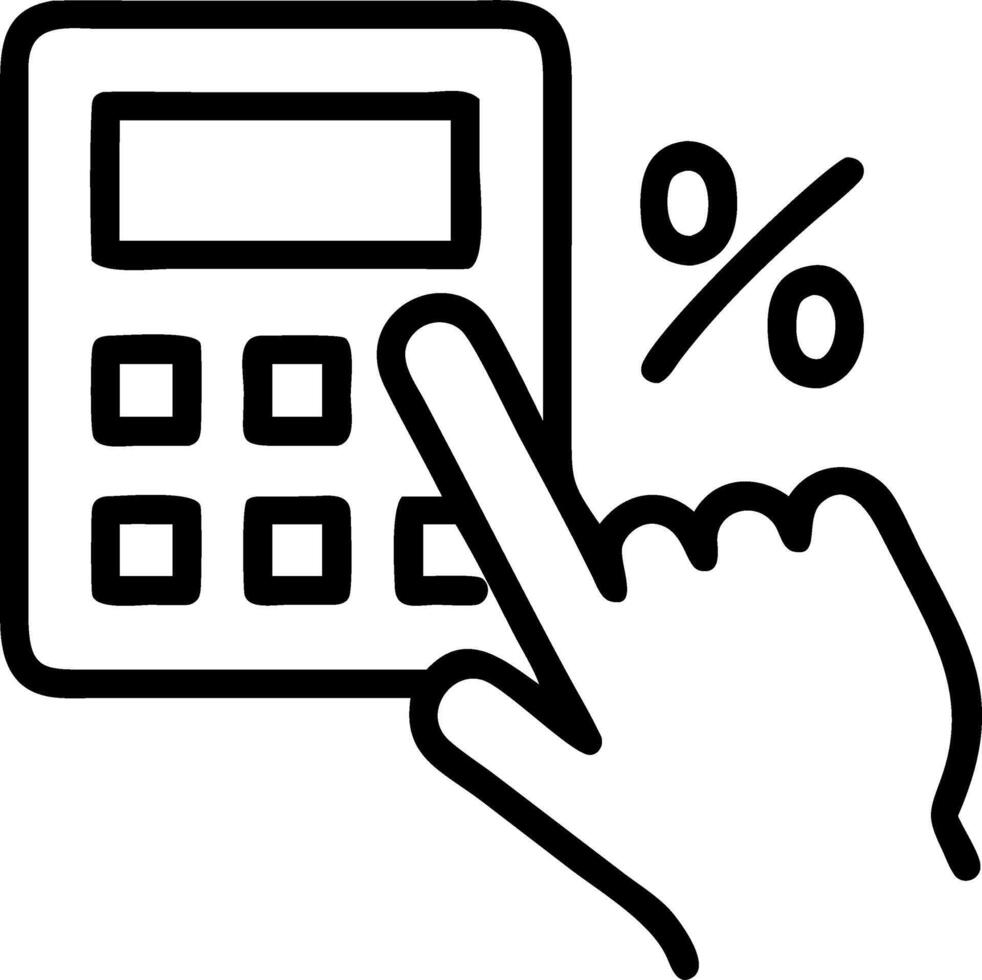 Hand pointing to holographic calculator with tax percentages illustrating tax calculation interface in financial planning Set 2 vector