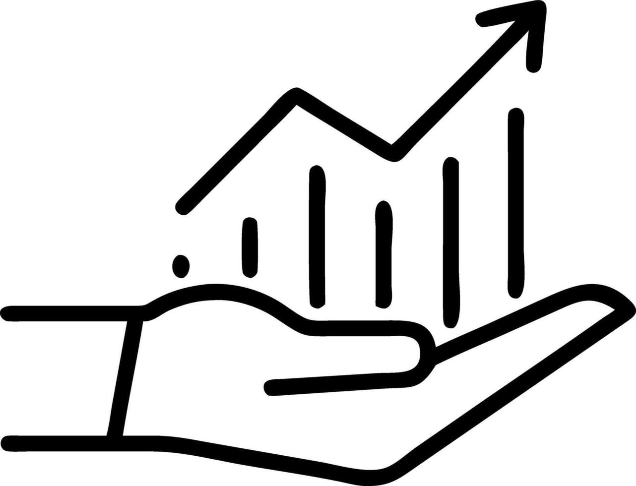Hand operating holographic growth charts illustrating profit and revenue growth with empty space background vector
