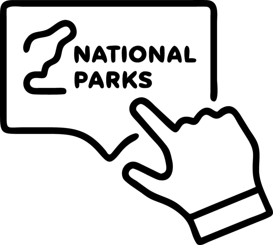 Hand navigating holographic national parks map for family trips with empty space background vector