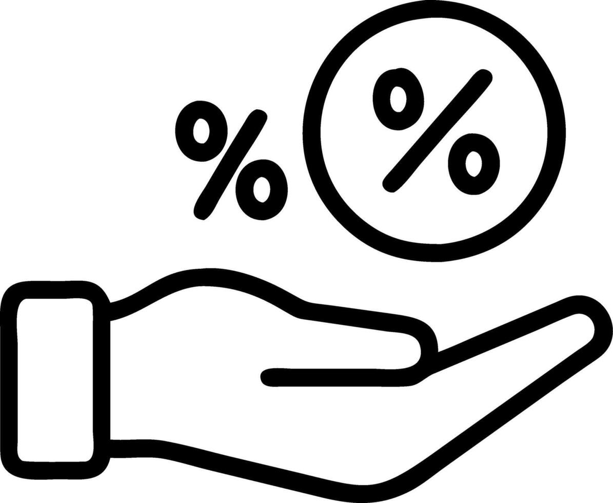 Hand interacting with holographic zero percent interest rate symbol representing zero percent financing discounts no commission sales promotions in empty space Set 4 vector