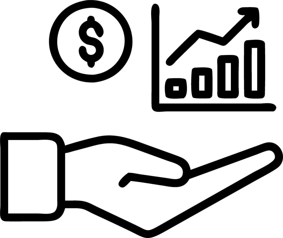Hand interacting with holographic management dashboard for profit and revenue with empty space background vector