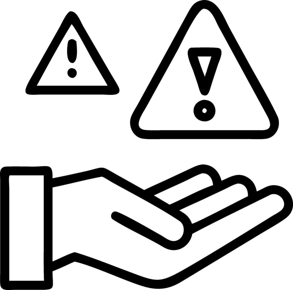 Hand interacting with alert icons and hazard triangles showcasing risk management in a professional setting vector