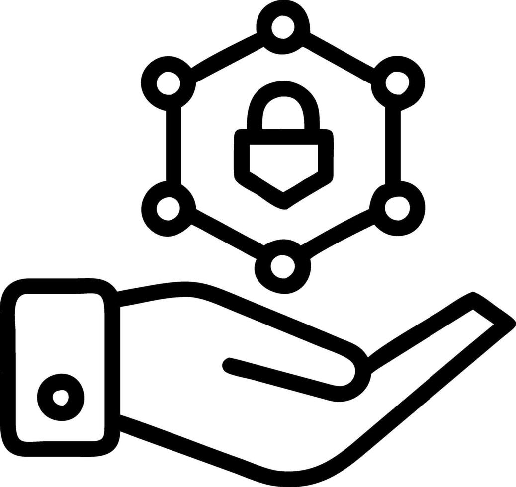 Hand holding holographic Zero Trust security model interface surrounded by security icons emphasizing cybersecurity principles and secure network access in empty space vector