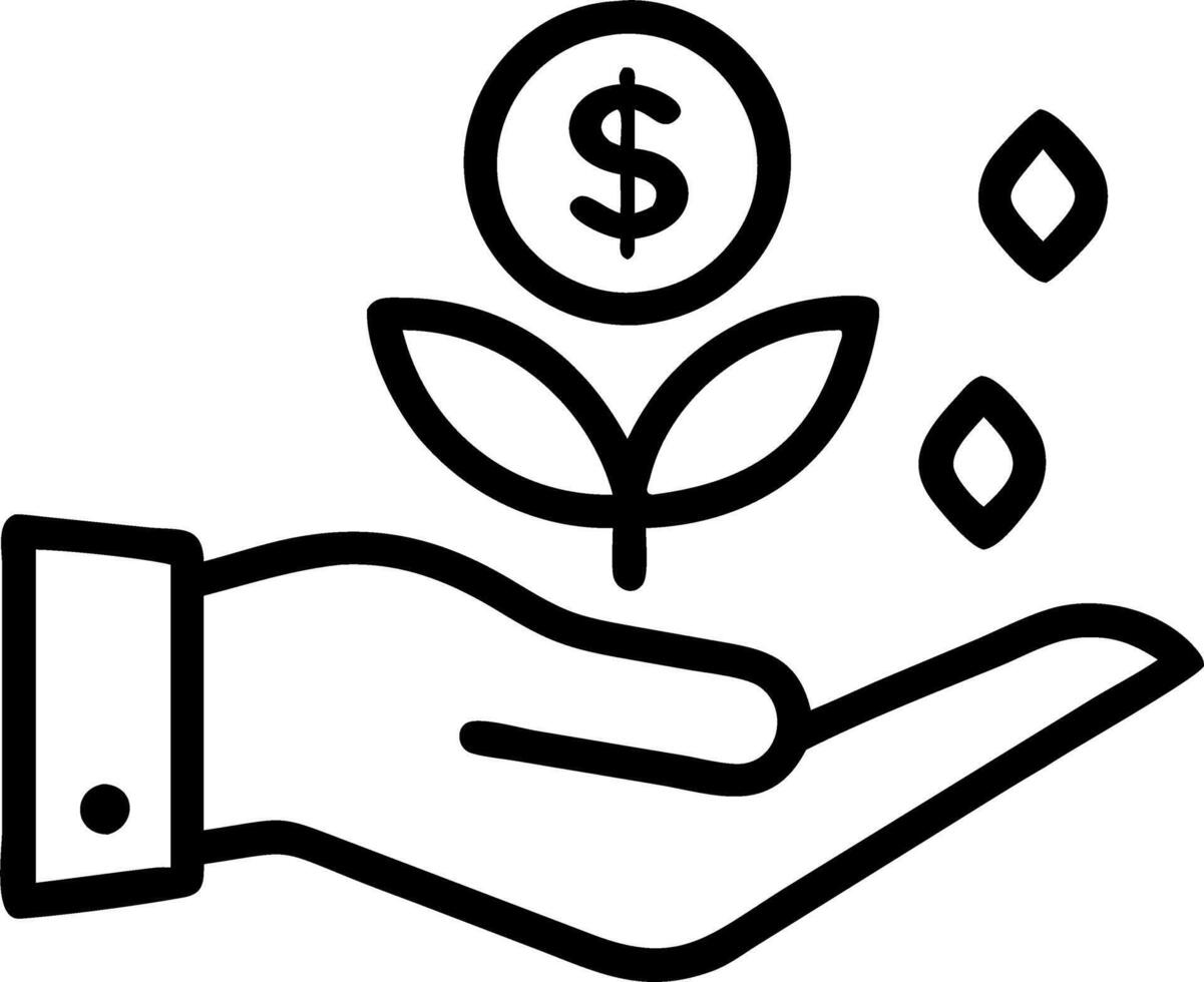 Hand holding holographic sustainability icon illustrating profit management revenue sustainability in empty space background vector