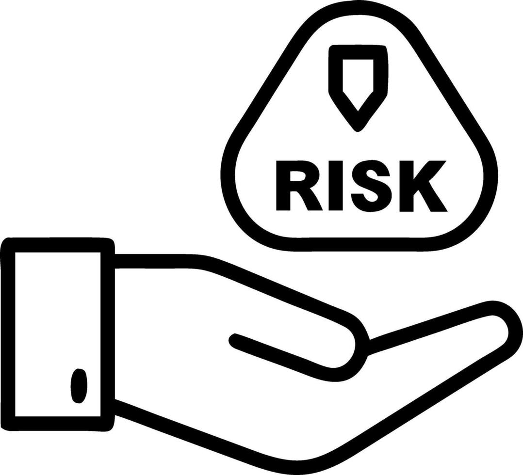 Hand holding holographic risk potential icon illustrating risk reward potential in financial management within empty space background vector