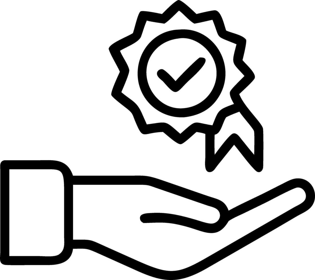 Hand holding holographic quality control magnifying glass over checkmark with certification icons on blue background vector