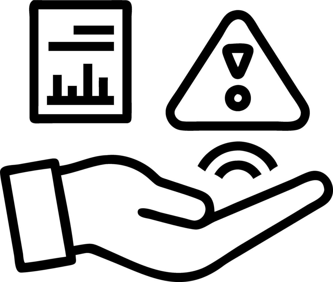 Hand holding holographic incident management icons diagnosing resolving problems with holographic theme in empty space vector