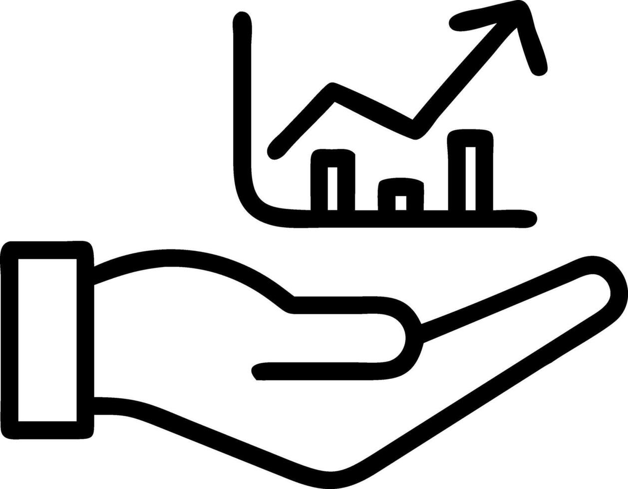 Hand holding holographic forecast icon representing yield return forecast in financial management within empty space background vector