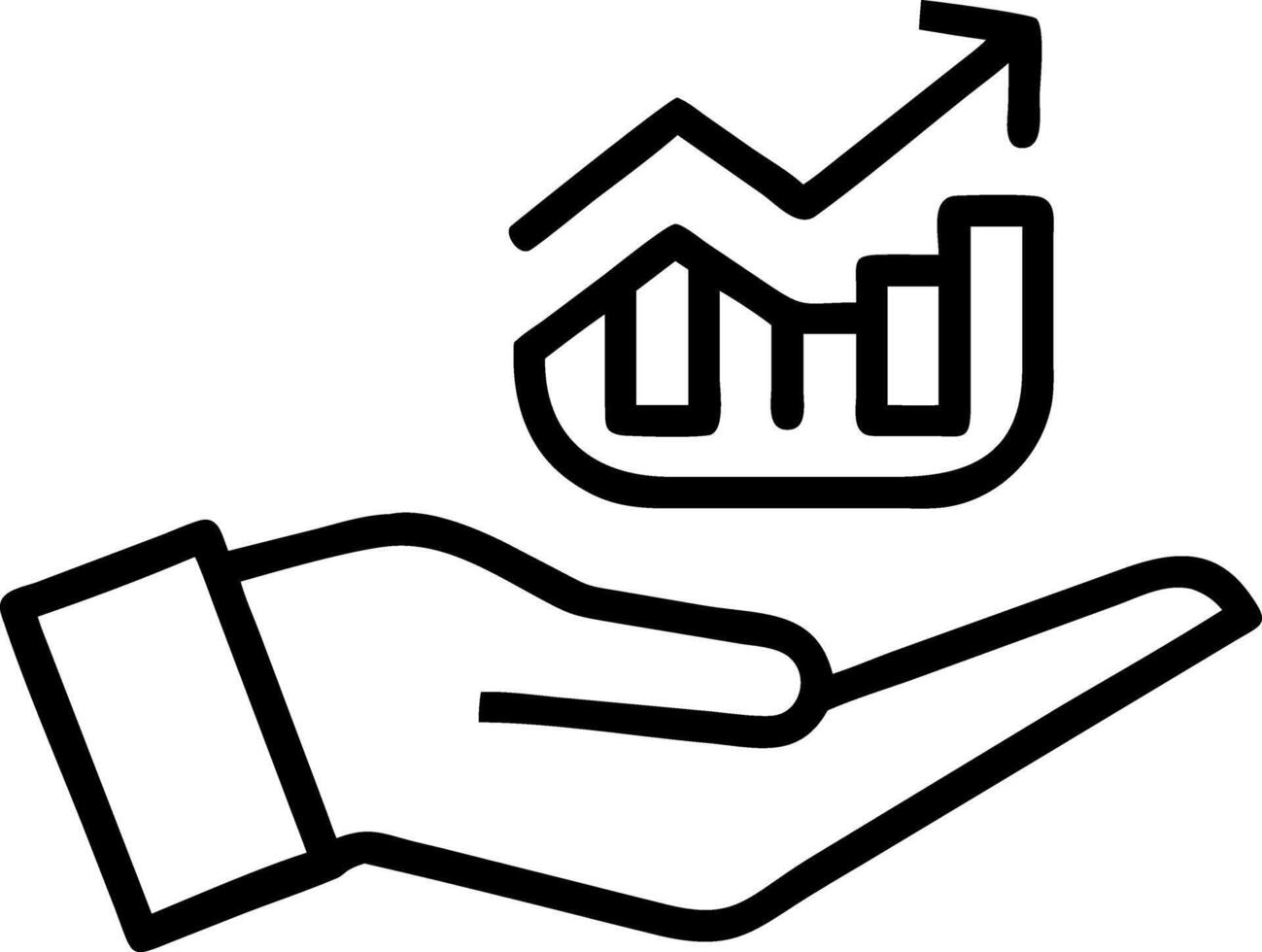 Hand holding holographic franchise growth device showing expanding store icons upward trend graph in empty space Set 3 vector
