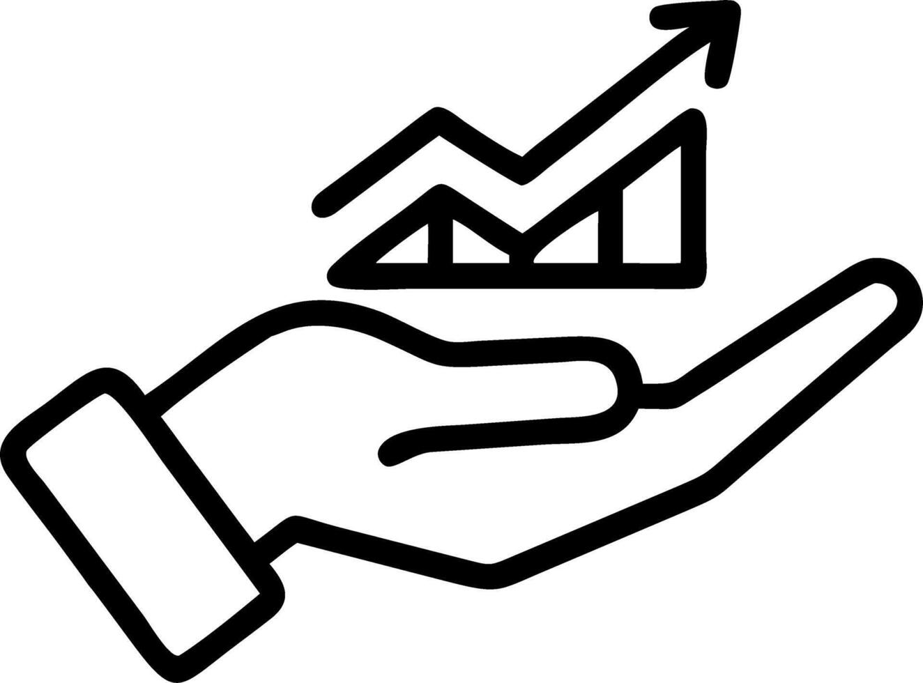 Hand holding holographic franchise growth device showing expanding store icons upward trend graph in empty space Set 2 vector