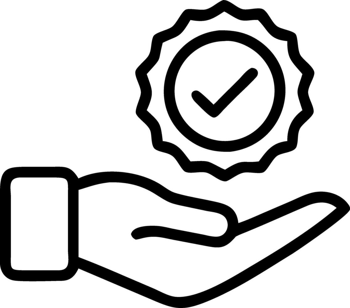 Hand holding holographic checkmark with quality assurance certification symbols on blue background in empty space Set 2 vector