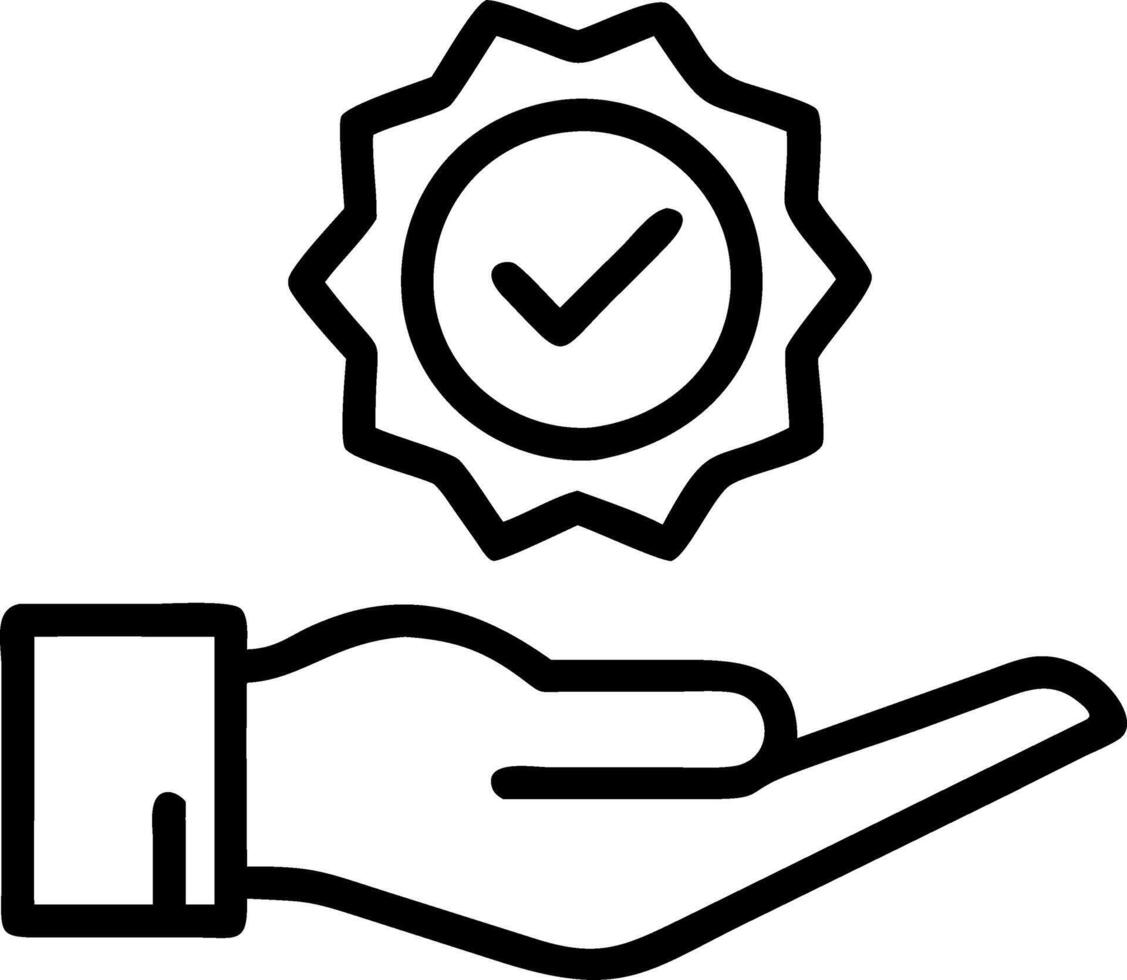 Hand holding holographic checkmark with quality assurance certification symbols on blue background in empty space Set 6 vector