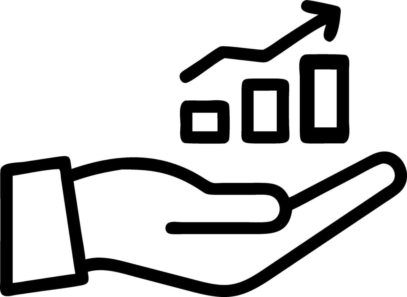 Hand holding holographic business growth sustainability symbol representing expansion sustainability in empty space background Set 7 vector