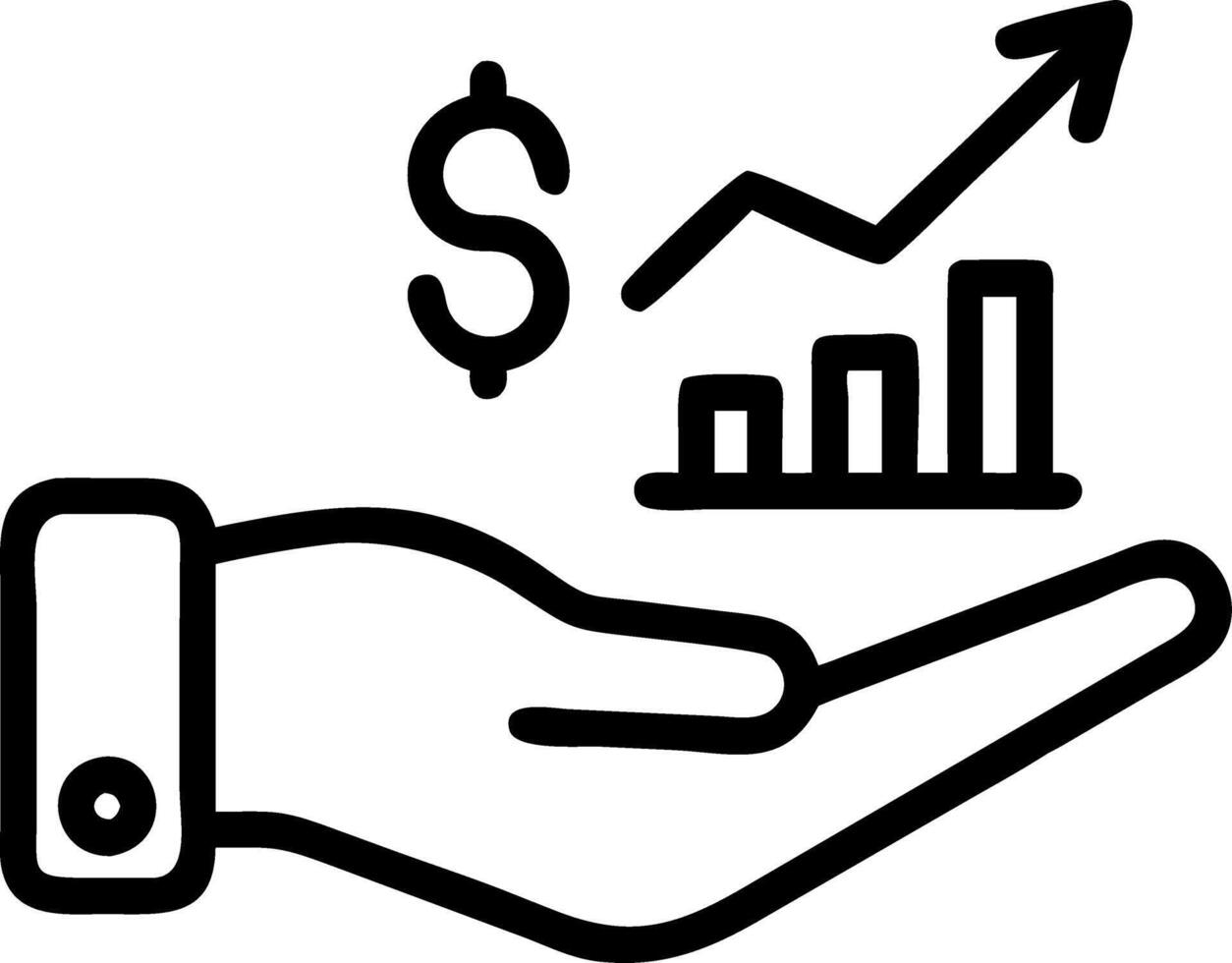 Hand displaying holographic metrics symbol integrated with profit management revenue in empty space background vector