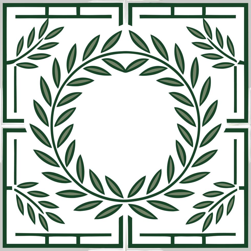 Greek key patterns and olive branches seamless tile design with classic white and blue tones vector