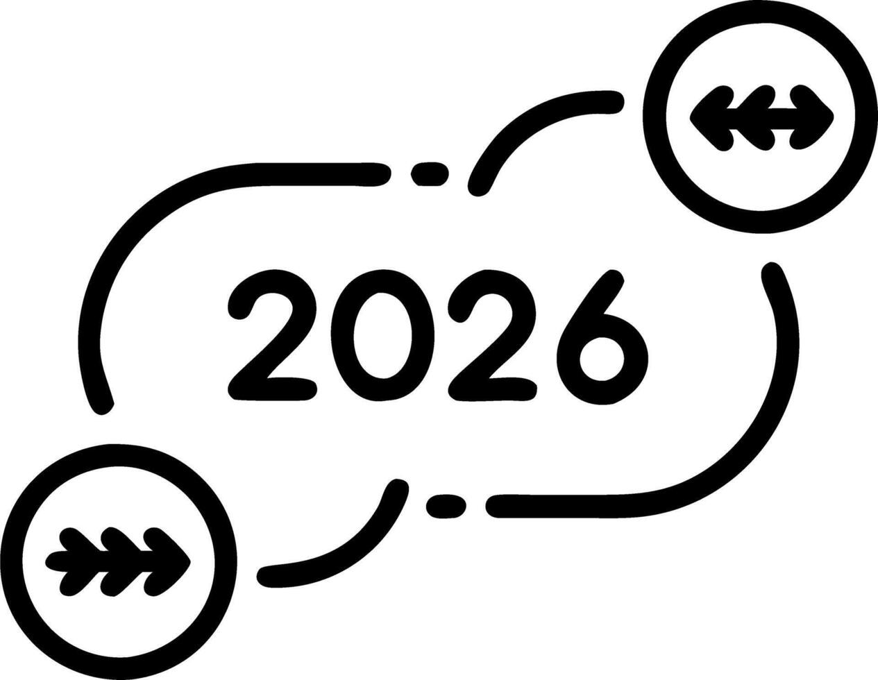 Glowing roadmap with milestones labeled 2026 and beyond illustrating future planning and strategic roadmap development vector