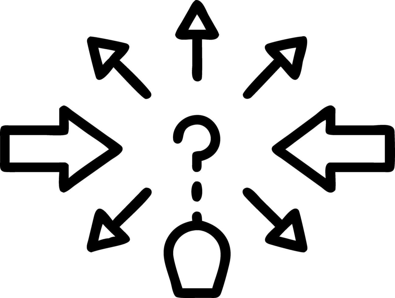 Glowing pathway with multiple arrows indicating choices representing decision making process in a digital interface vector