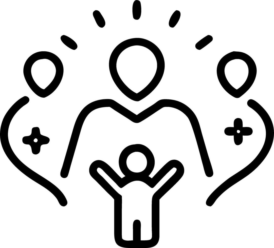 Glowing family icon surrounded by symbols for care and protection representing family support in a nurturing environment vector