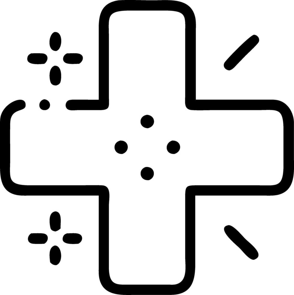 Glowing cross icon with digital health modules for role play pushing participants to test innovative patient care scenarios vector