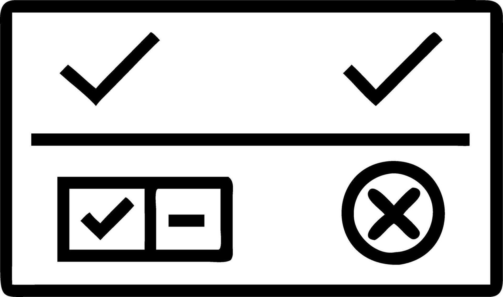 Glowing digital interface with checkmark and cross options for decision making representing approval workflow vector