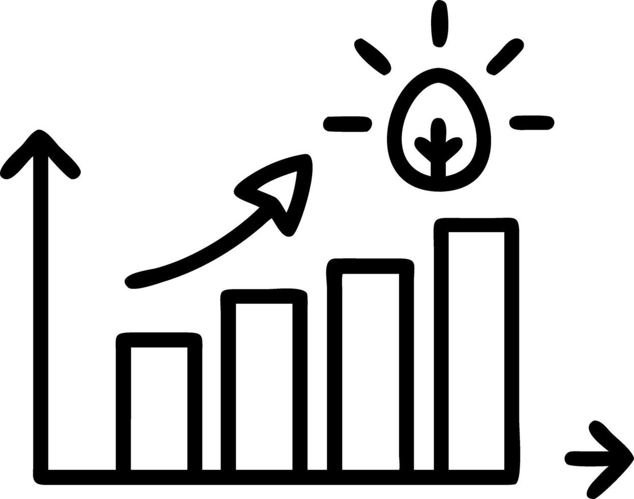 Glowing bar graph rising with energy related metrics and eco friendly icons symbolizing energy efficiency in sustainability efforts vector