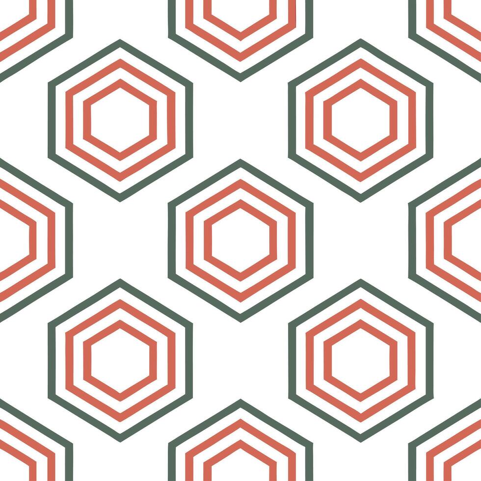 Geometric retro polygon seamless tiles analogous colors on white background suitable for harmonious designs vector