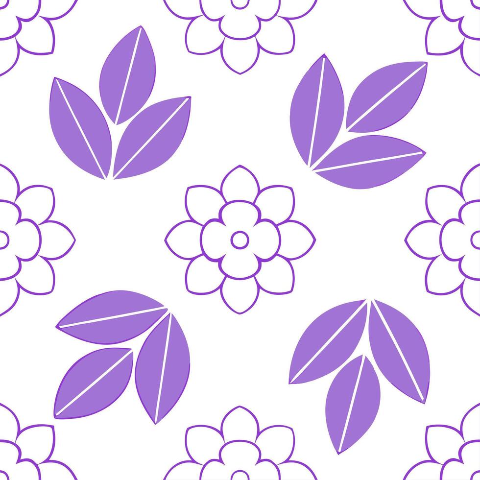 Garden inspired seamless tile pattern with hydrangea flowers soft purple tones and subtle floral charm vector