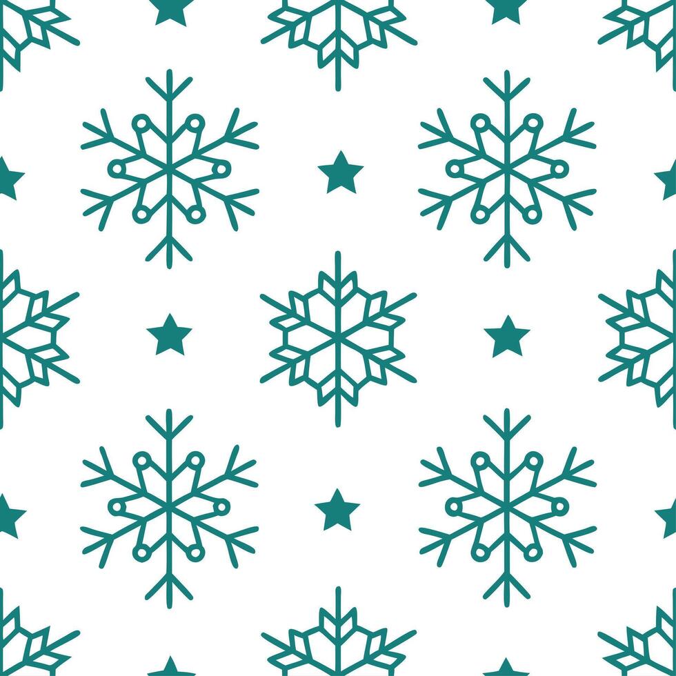 Frosty snowflake and Christmas star seamless tile pattern with sparkling holiday accents Set 2 vector