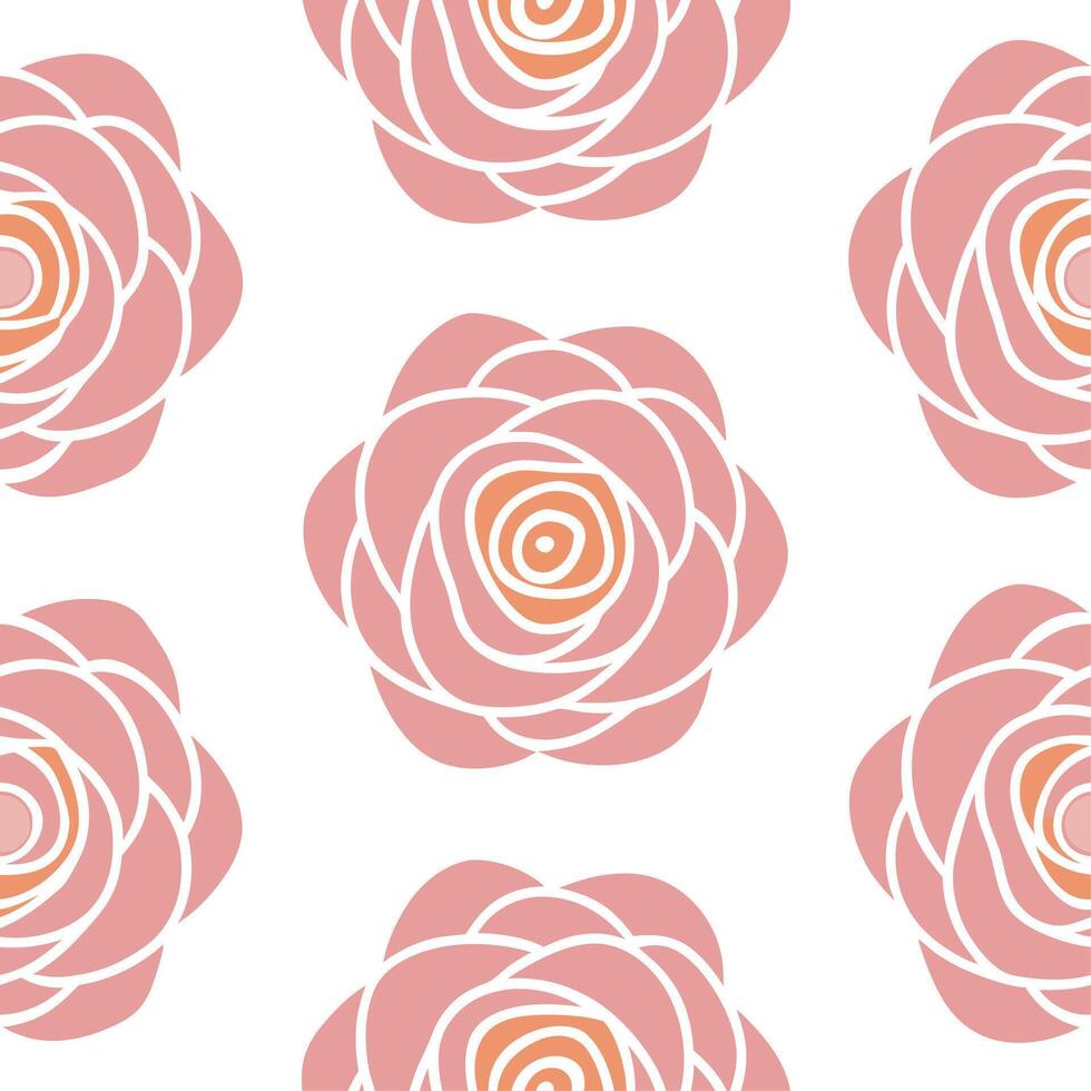 Fresh spring rose seamless tile pattern with gentle pink and peach blooms exuding soft elegance vector