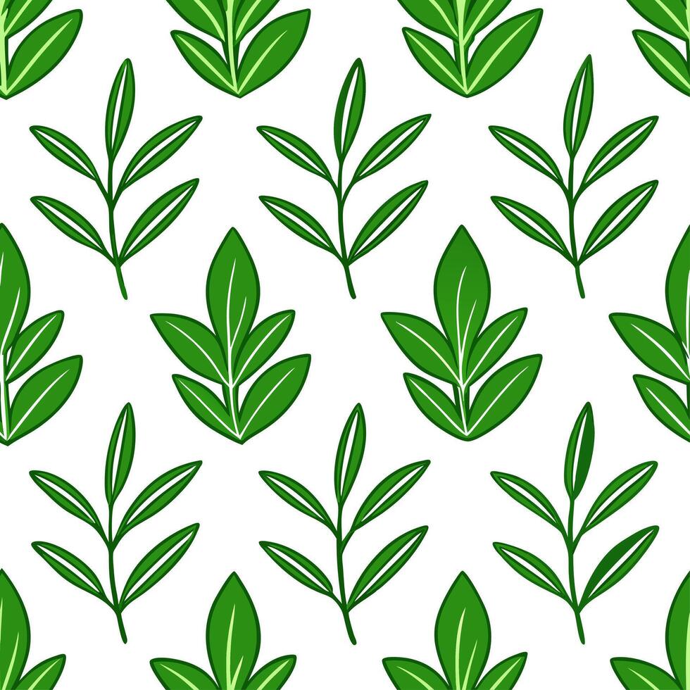 Fresh herb garden seamless tile pattern with green basil thyme and rosemary sprigs for a culinary spring theme vector
