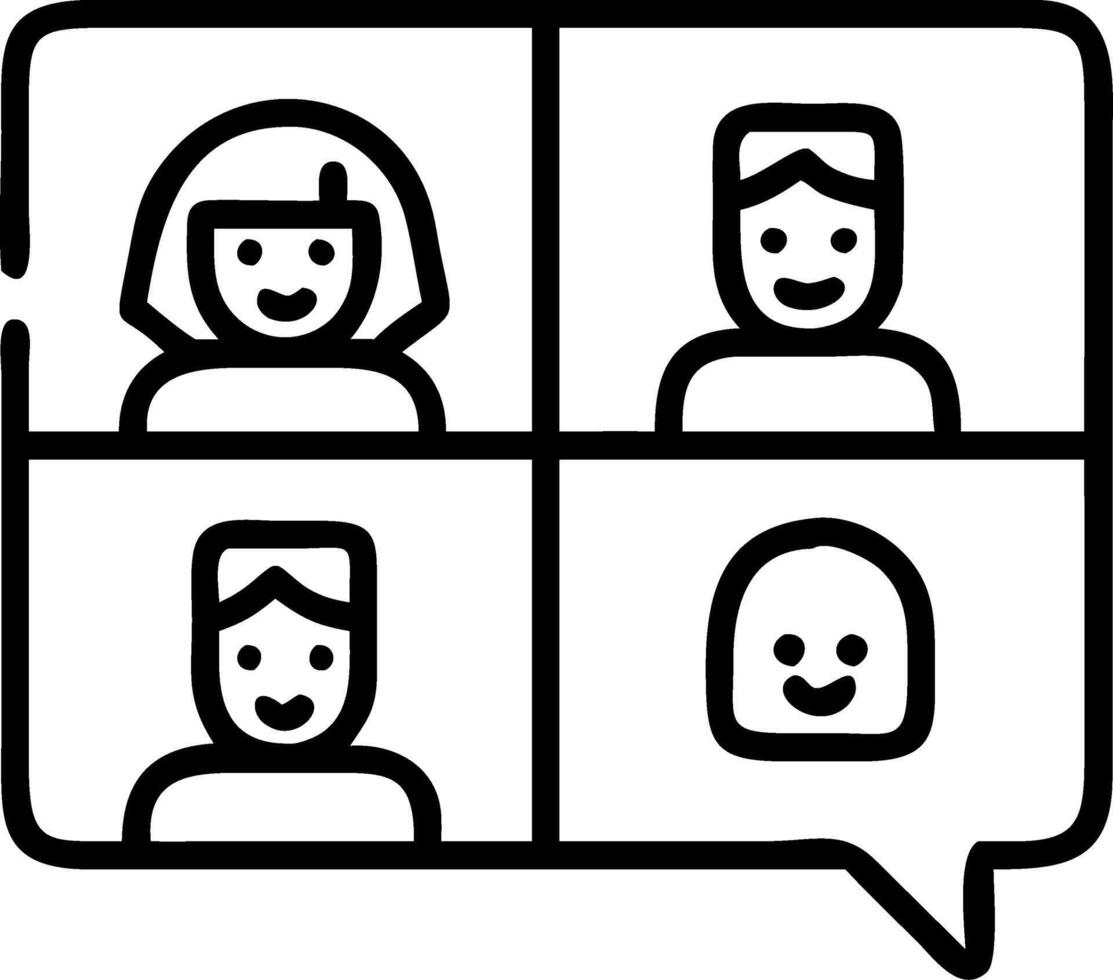 Four happy multicultural diverse friends young women talking during online virtual chat call in group conference social distance chat virtual meeting Computer videocall app Set 16 vector