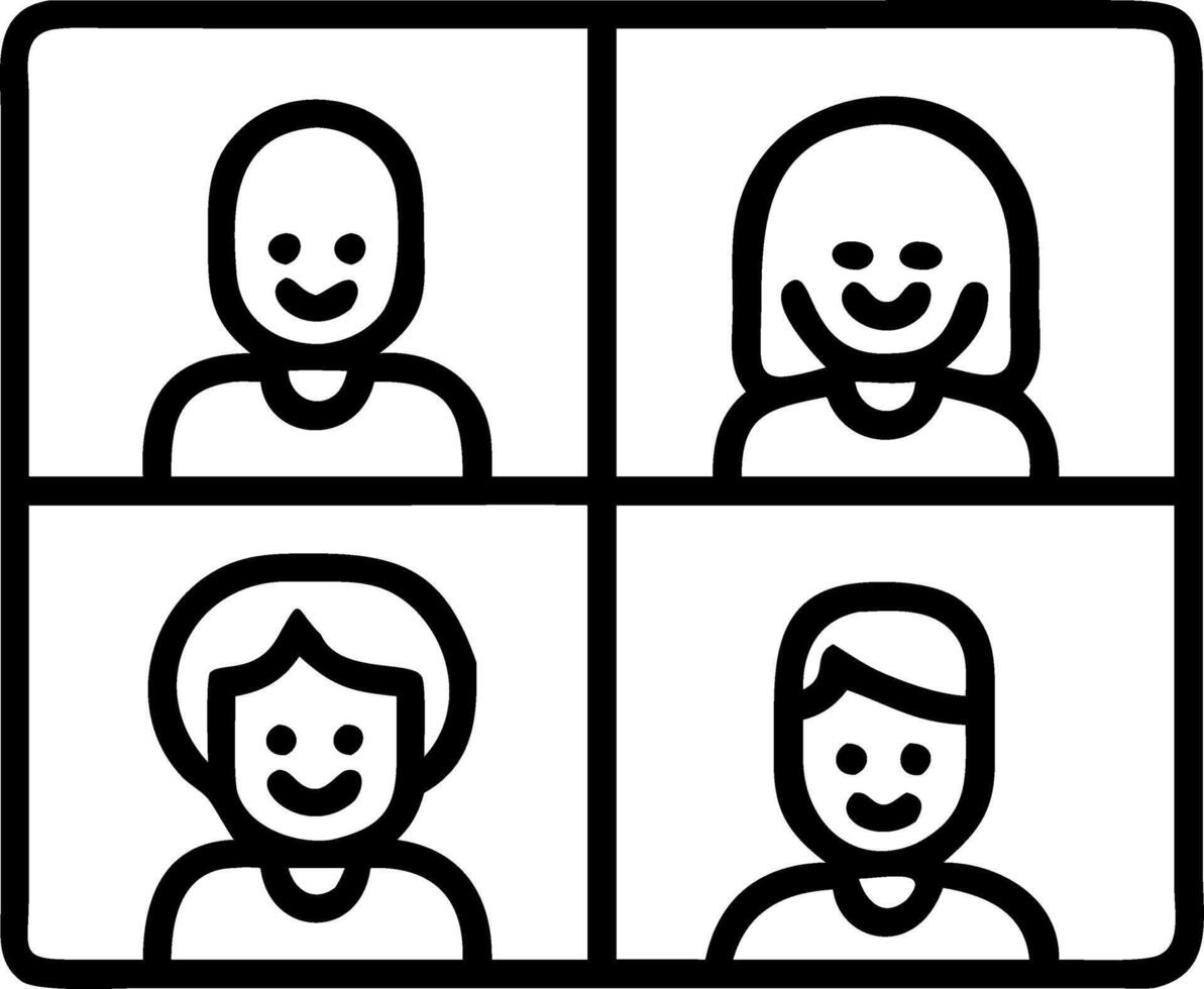 Four happy multicultural diverse friends young women talking during online virtual chat call in group conference social distance chat virtual meeting Computer videocall app Set 12 vector