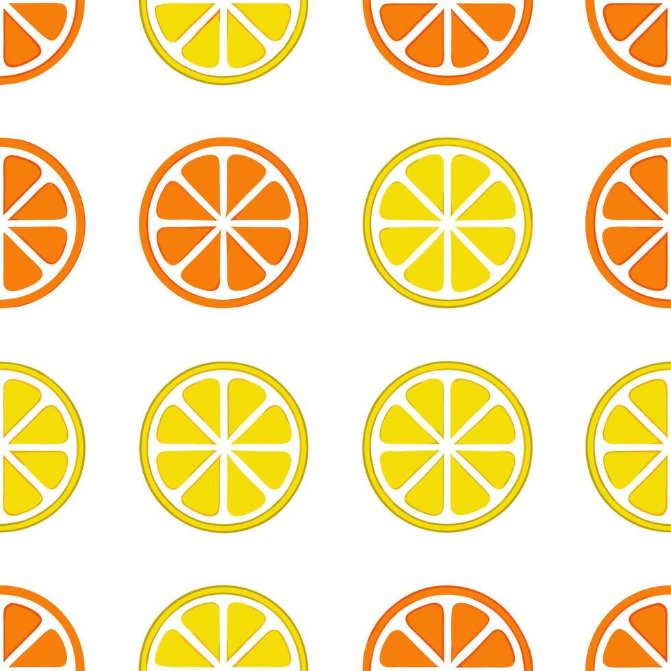 Fresh citrus fruits seamless tile pattern with bright orange and yellow tones perfect for a sunny summer vibe vector