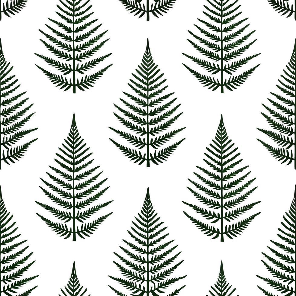 Fresh fern seamless tile pattern with intricate fronds and rich green tones for spring freshness vector