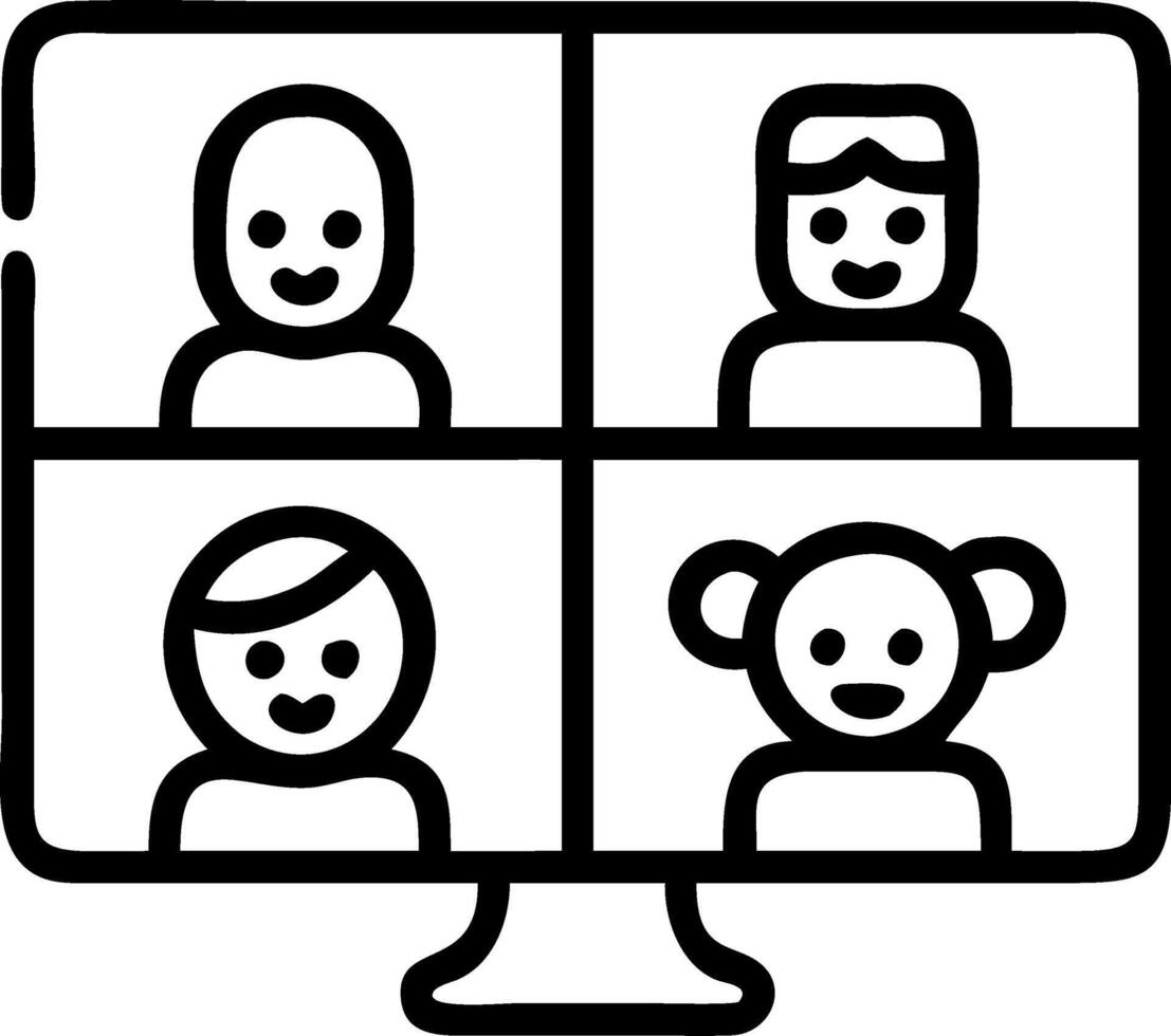 Four happy multicultural diverse friends young women talking during online virtual chat call in group conference social distance chat virtual meeting Computer videocall app Set 11 vector