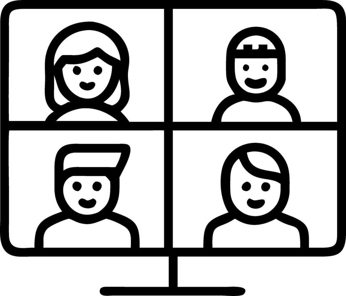 Four happy multicultural diverse friends young women talking during online virtual chat call in group conference social distance chat virtual meeting Computer videocall app Set 9 vector
