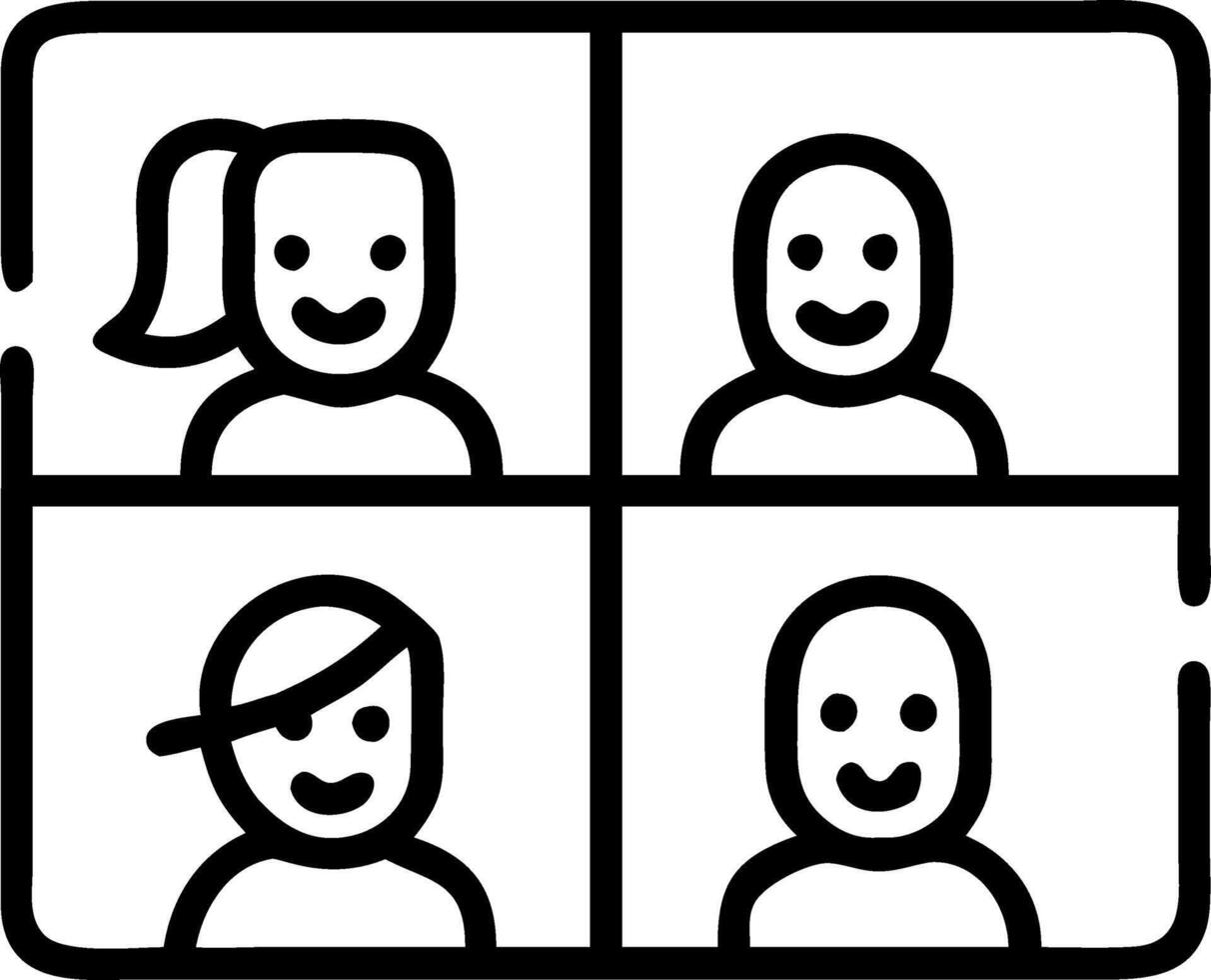 Four happy multicultural diverse friends young women talking during online virtual chat call in group conference social distance chat virtual meeting Computer videocall app Set 13 vector
