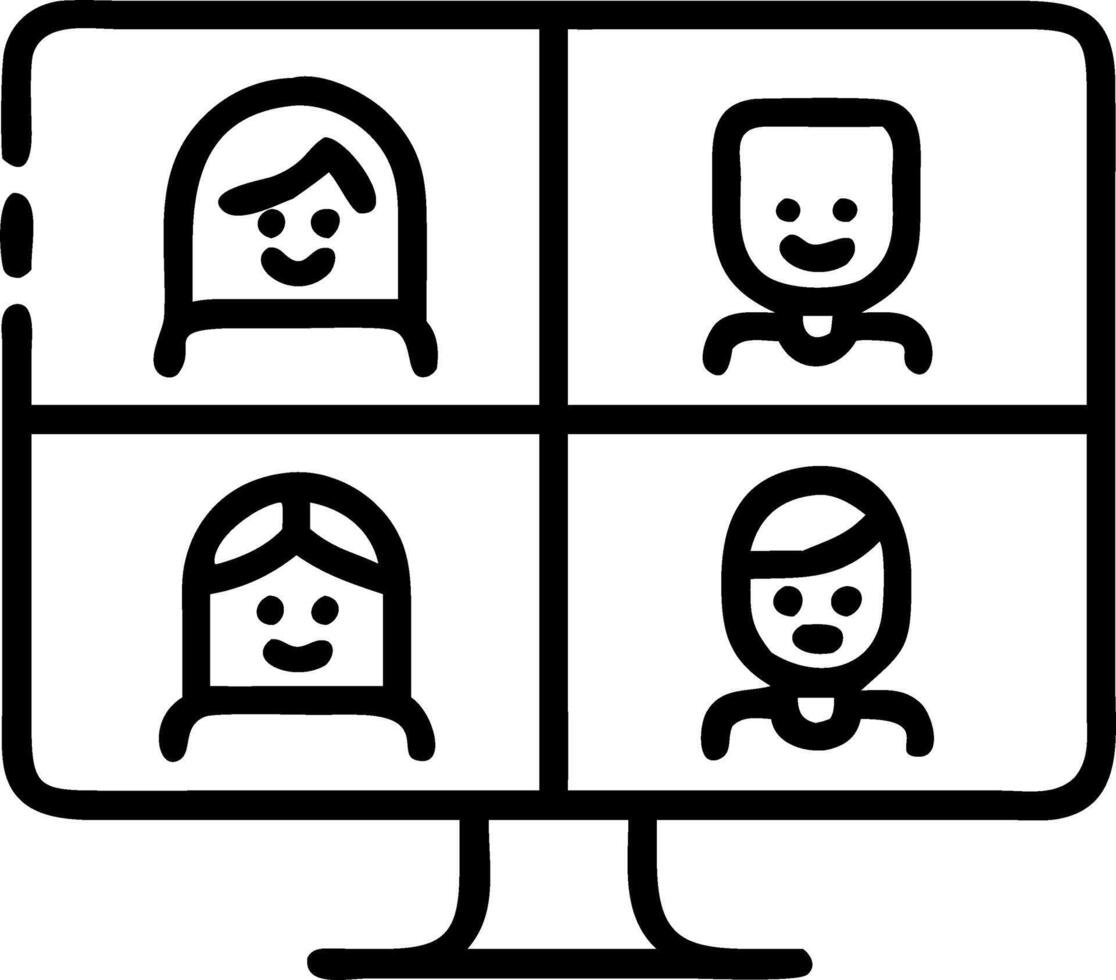 Four happy multicultural diverse friends young women talking during online virtual chat call in group conference social distance chat virtual meeting Computer videocall app Set 7 vector