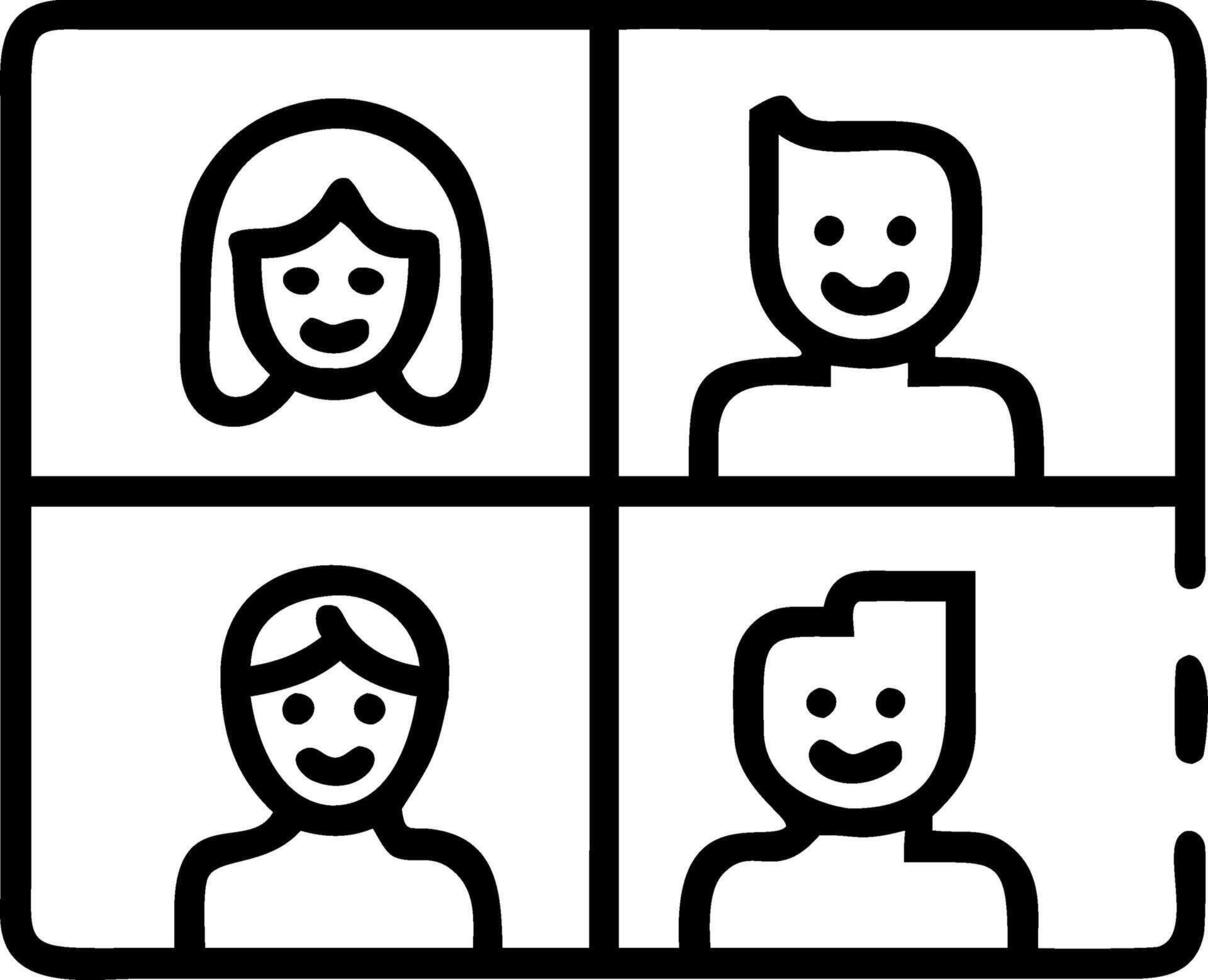 Four happy multicultural diverse friends young women talking during online virtual chat call in group conference social distance chat virtual meeting Computer videocall app Set 6 vector