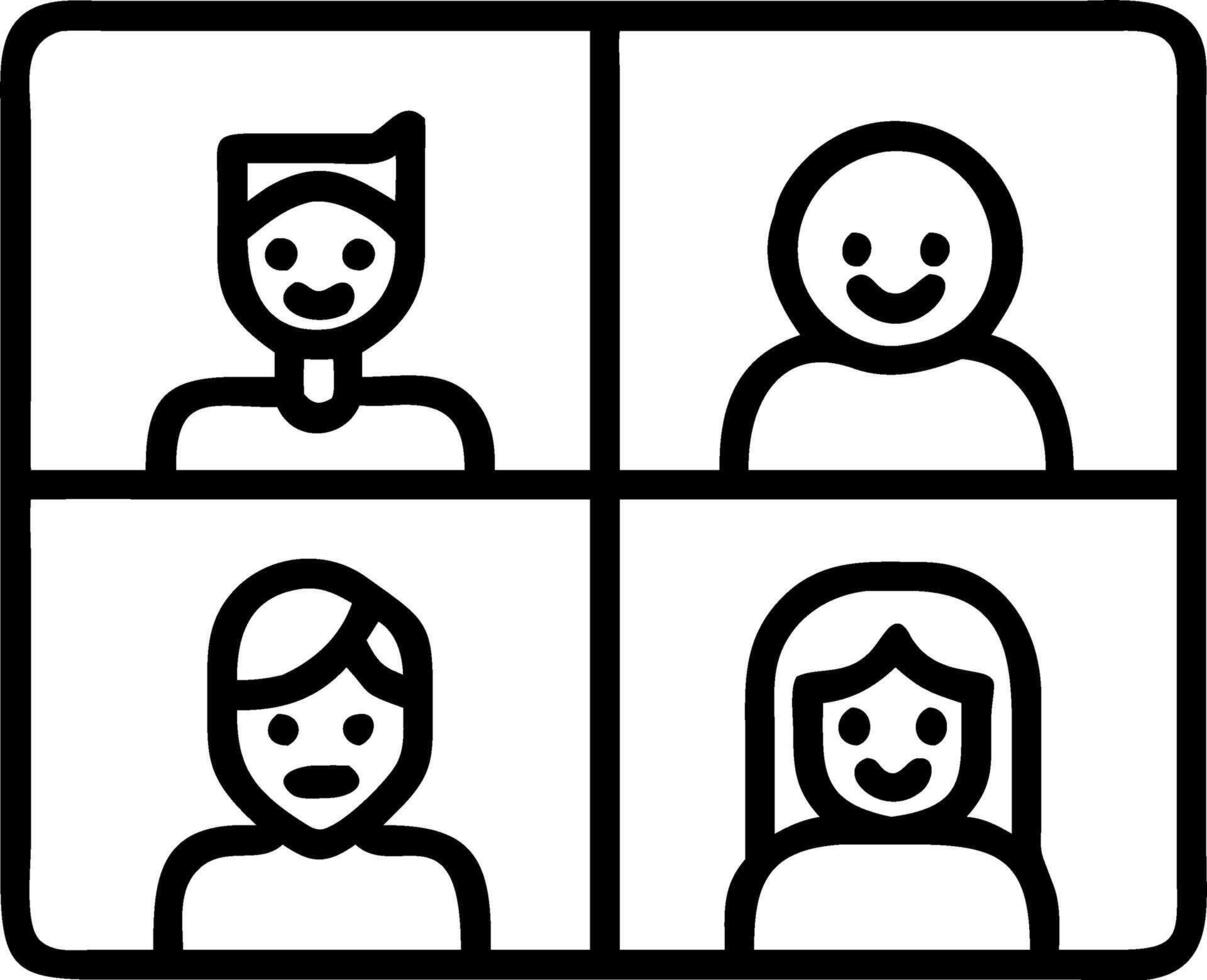 Four happy multicultural diverse friends young women talking during online virtual chat call in group conference social distance chat virtual meeting Computer videocall app vector