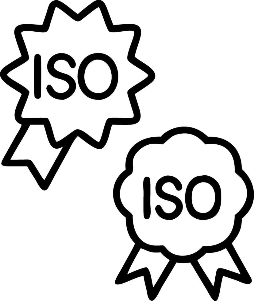 Floating badges display ISO certifications and quality measures representing quality management and compliance standards Set 9 vector