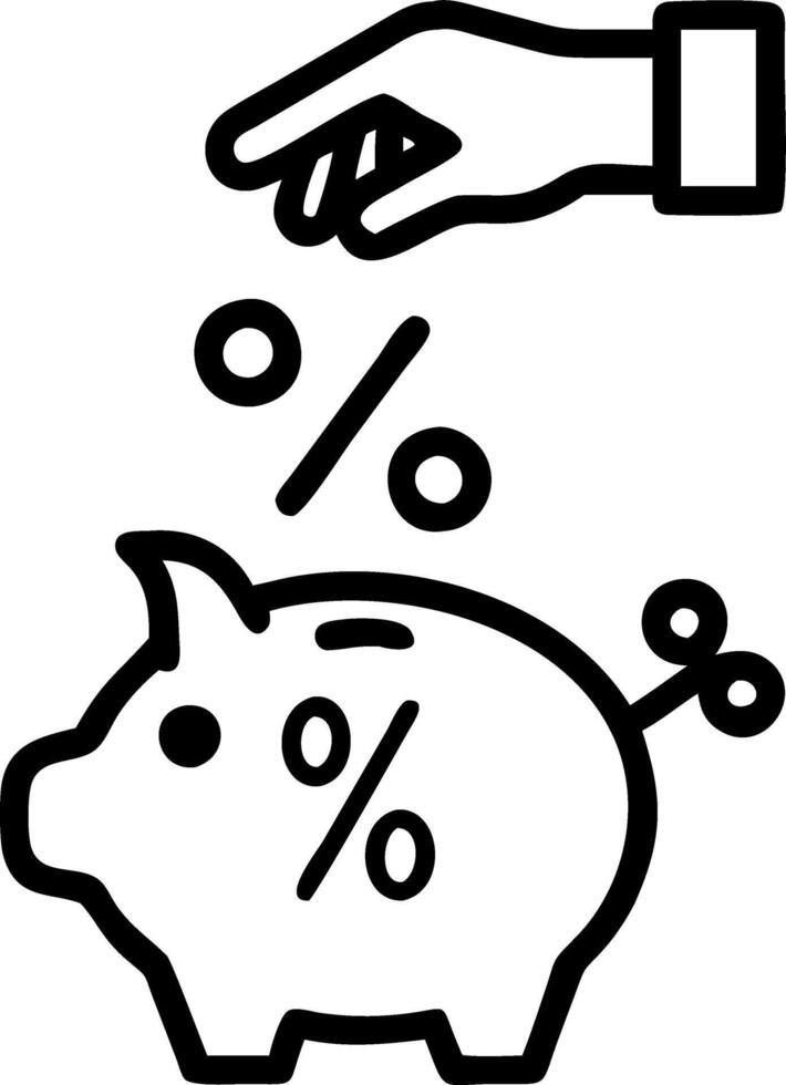 Financial Growth A hand dropping coins into a glowing piggy bank with holographic percentages vector