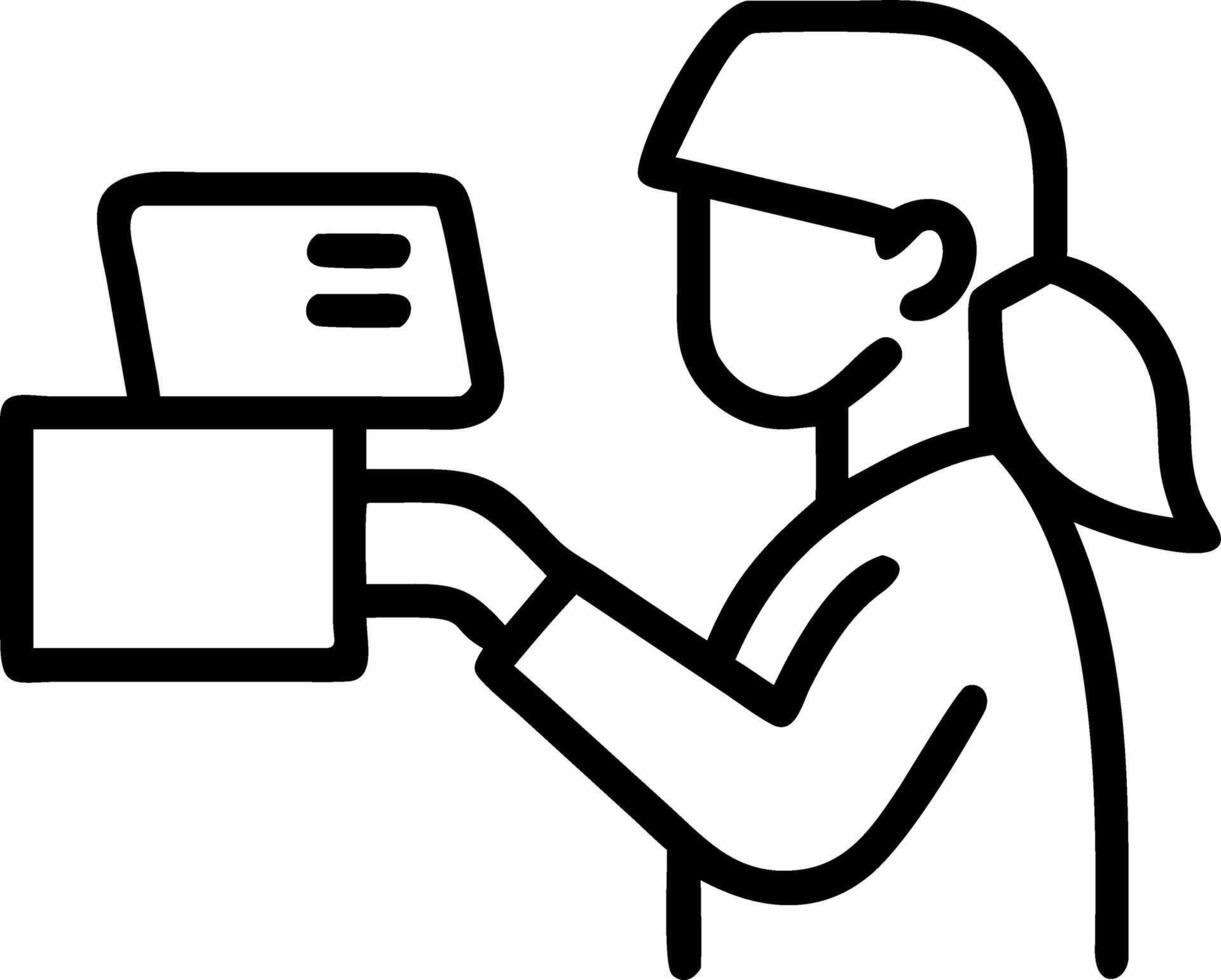 Female seller worker online store holding scanner scanning parcel barcode tag packing ecommerce post shipping box checking online retail store orders in dropshipping delivery servi Set 8 vector