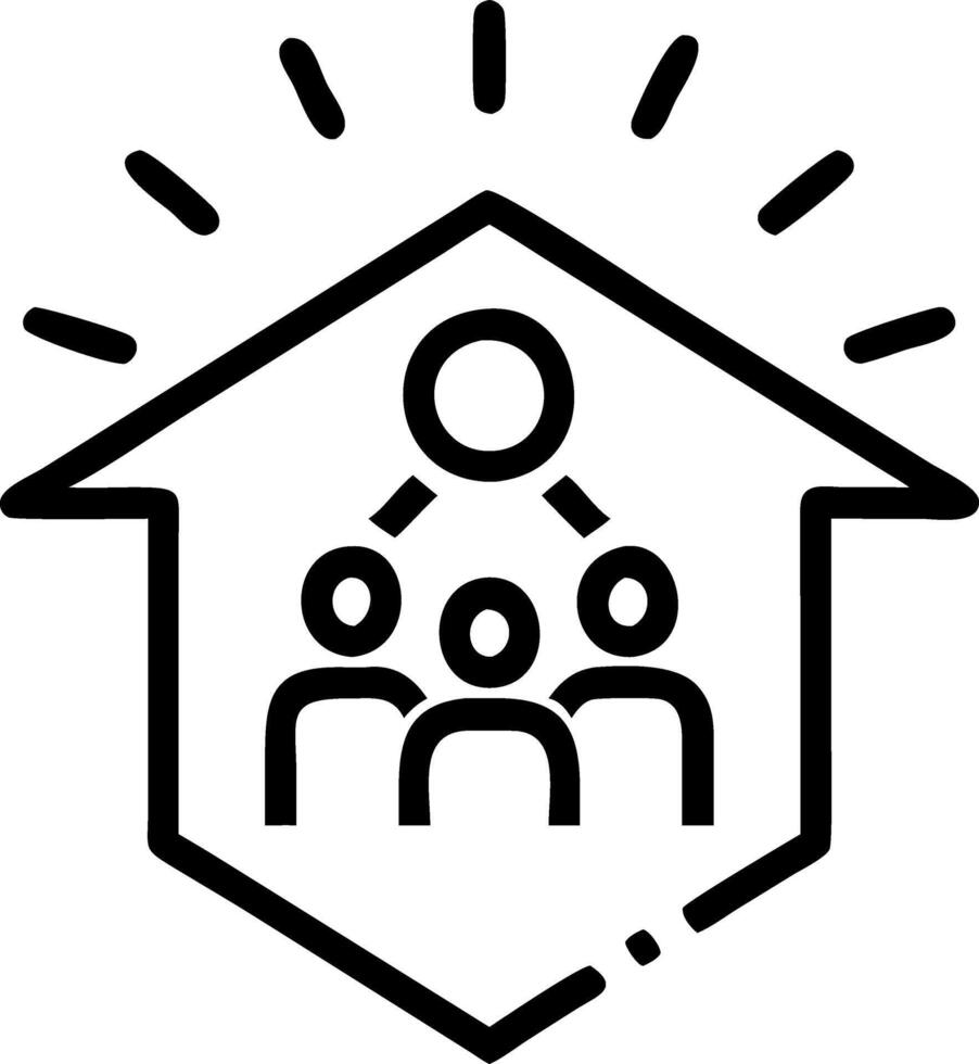 Family Centric Security A glowing house icon with family related safety metrics representing family centric security in a digital security system Set 2 vector