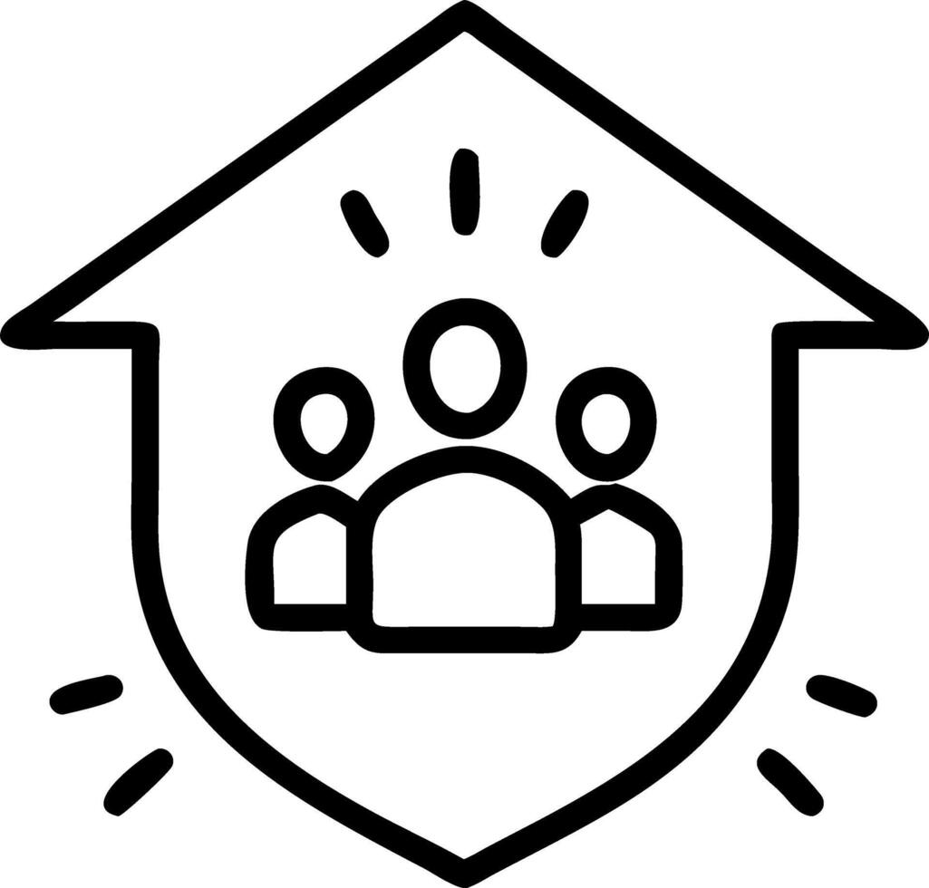 Family Centric Security A glowing house icon with family related safety metrics representing family centric security in a digital security system Set 3 vector
