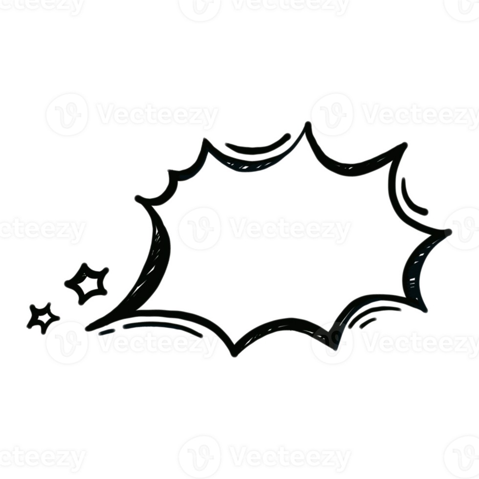 Grunge handwriting comic text clouds in doodle png